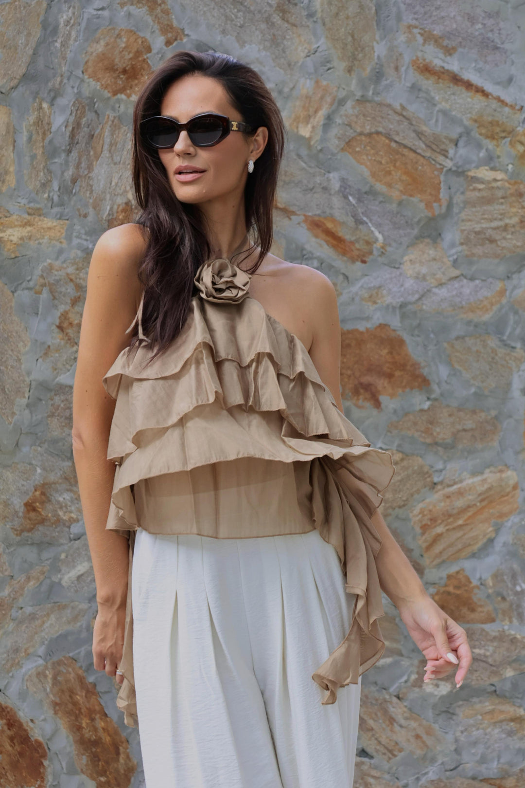 Beige Bloom Top